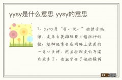 yysy是什么意思 yysy的意思