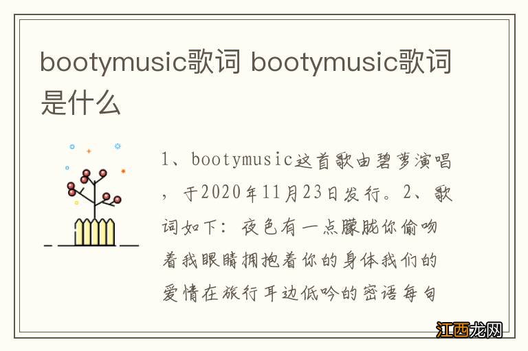 bootymusic歌词 bootymusic歌词是什么