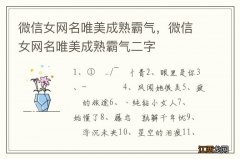 微信女网名唯美成熟霸气，微信女网名唯美成熟霸气二字