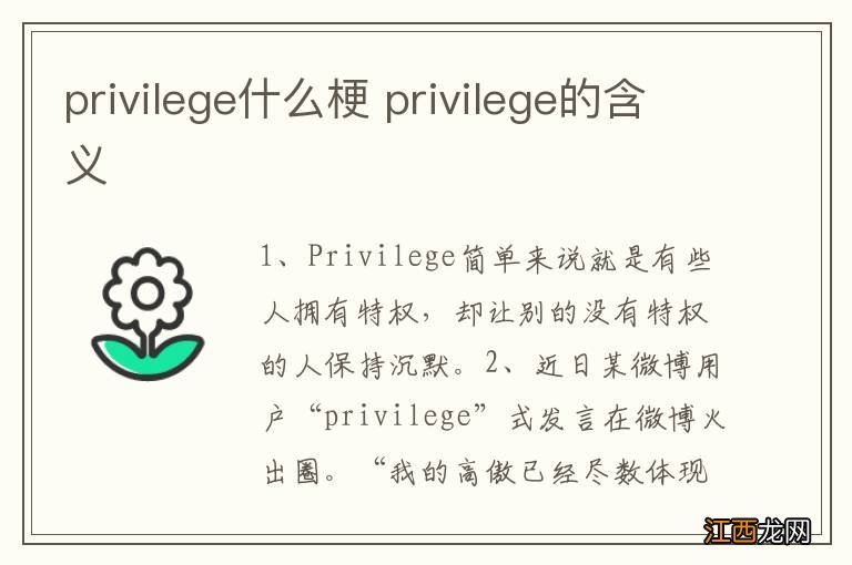 privilege什么梗 privilege的含义