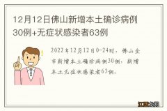 12月12日佛山新增本土确诊病例30例+无症状感染者63例