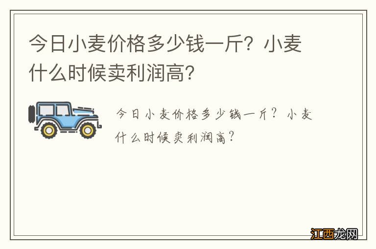 今日小麦价格多少钱一斤？小麦什么时候卖利润高？