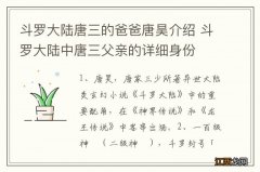 斗罗大陆唐三的爸爸唐昊介绍 斗罗大陆中唐三父亲的详细身份