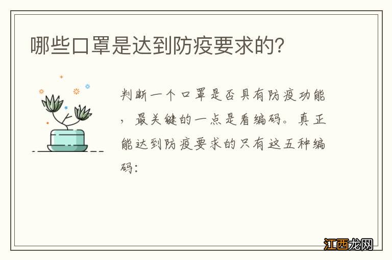 哪些口罩是达到防疫要求的？