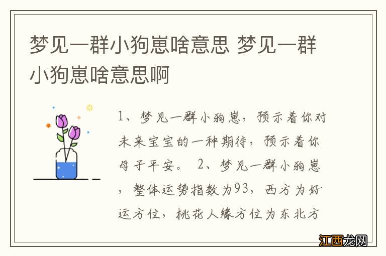 梦见一群小狗崽啥意思 梦见一群小狗崽啥意思啊