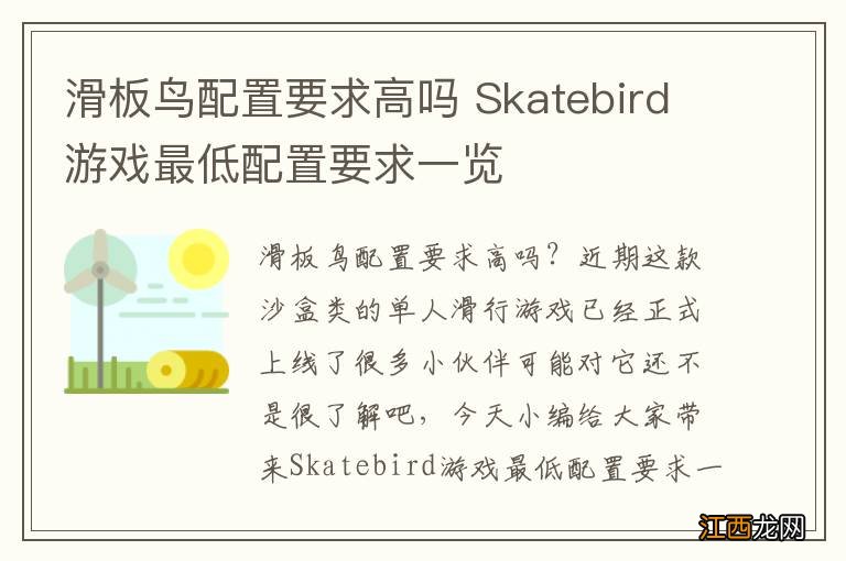 滑板鸟配置要求高吗 Skatebird游戏最低配置要求一览