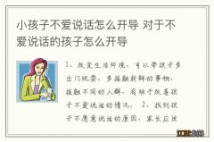 小孩子不爱说话怎么开导 对于不爱说话的孩子怎么开导