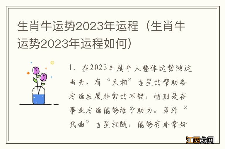 生肖牛运势2023年运程如何 生肖牛运势2023年运程