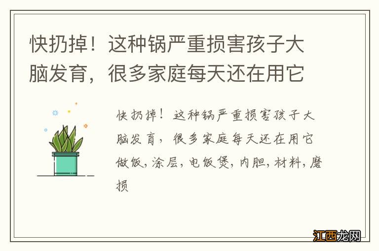 快扔掉！这种锅严重损害孩子大脑发育，很多家庭每天还在用它做饭