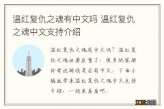 温红复仇之魂有中文吗 温红复仇之魂中文支持介绍