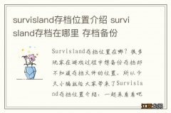 survisland存档位置介绍 survisland存档在哪里 存档备份