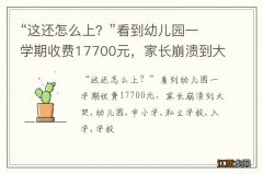 “这还怎么上？”看到幼儿园一学期收费17700元，家长崩溃到大哭