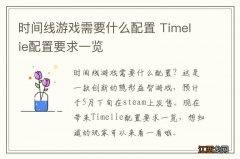 时间线游戏需要什么配置 Timelie配置要求一览