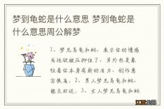 梦到龟蛇是什么意思 梦到龟蛇是什么意思周公解梦