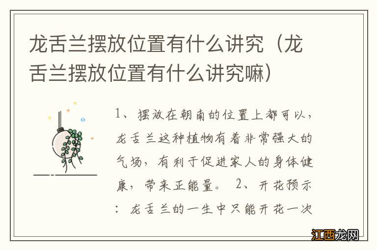 龙舌兰摆放位置有什么讲究嘛 龙舌兰摆放位置有什么讲究