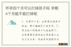 怀孕四个月可以打掉孩子吗 孕期4个月能不能打掉呢