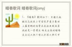 暗巷歌词 暗巷歌词jonyj