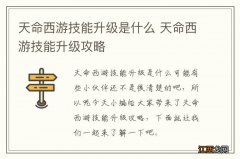 天命西游技能升级是什么 天命西游技能升级攻略