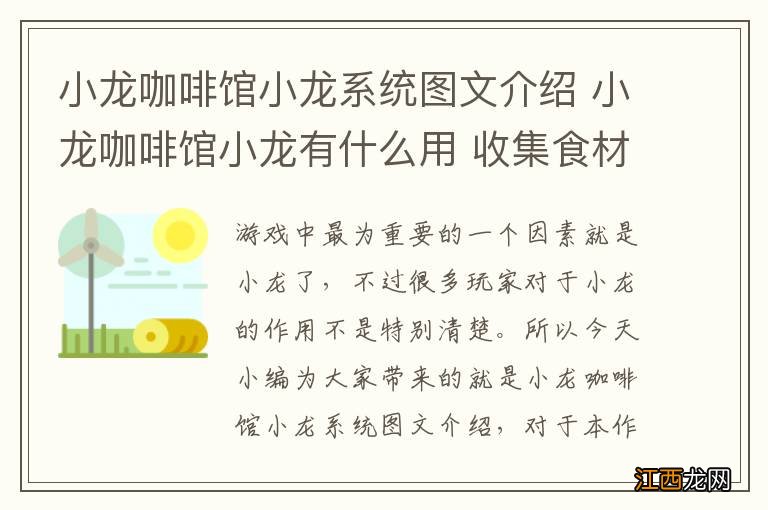 小龙咖啡馆小龙系统图文介绍 小龙咖啡馆小龙有什么用 收集食材