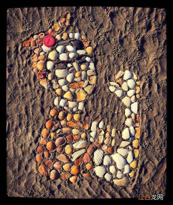 这位艺术家妈妈，将沙滩中的贝壳、塑料、石头等拼贴成一幅幅马赛克艺术品，超有意思！