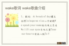 wake歌词 wake歌曲介绍