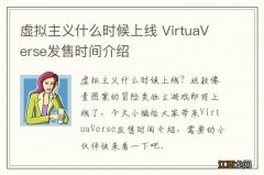 虚拟主义什么时候上线 VirtuaVerse发售时间介绍