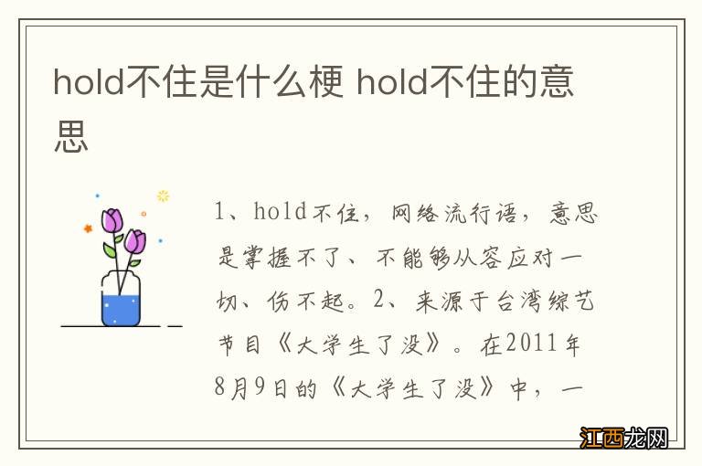 hold不住是什么梗 hold不住的意思