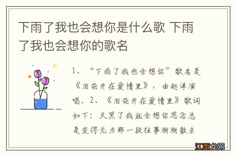 下雨了我也会想你是什么歌 下雨了我也会想你的歌名