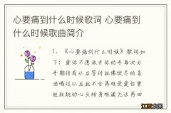 心要痛到什么时候歌词 心要痛到什么时候歌曲简介