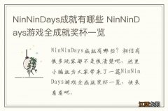 NinNinDays成就有哪些 NinNinDays游戏全成就奖杯一览