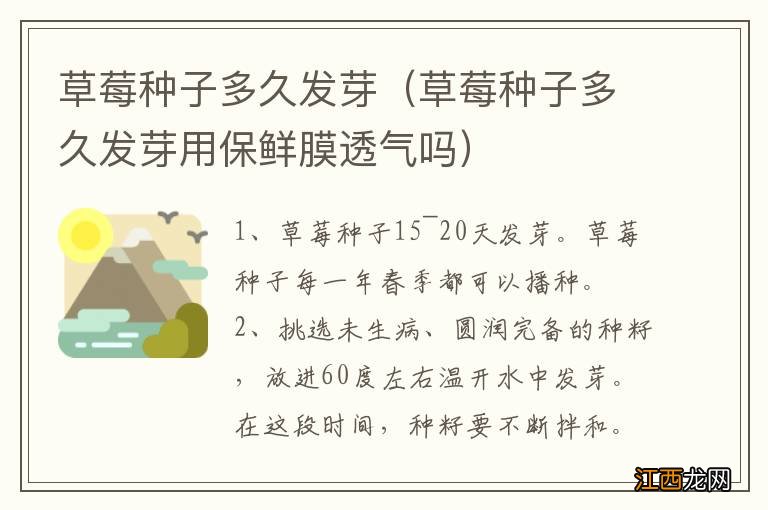 草莓种子多久发芽用保鲜膜透气吗 草莓种子多久发芽