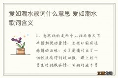 爱如潮水歌词什么意思 爱如潮水歌词含义