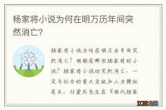 杨家将小说为何在明万历年间突然消亡？