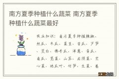 南方夏季种植什么蔬菜 南方夏季种植什么蔬菜最好