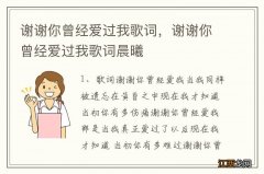 谢谢你曾经爱过我歌词，谢谢你曾经爱过我歌词晨曦