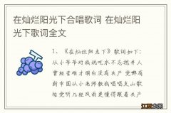 在灿烂阳光下合唱歌词 在灿烂阳光下歌词全文