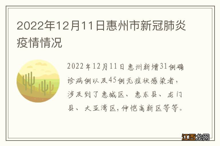 2022年12月11日惠州市新冠肺炎疫情情况
