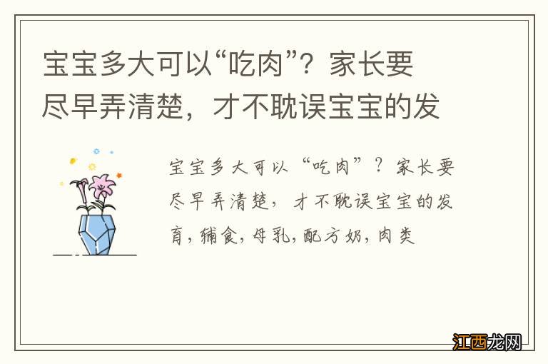 宝宝多大可以“吃肉”？家长要尽早弄清楚，才不耽误宝宝的发育