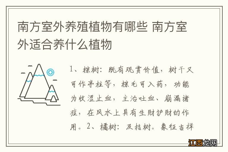 南方室外养殖植物有哪些 南方室外适合养什么植物