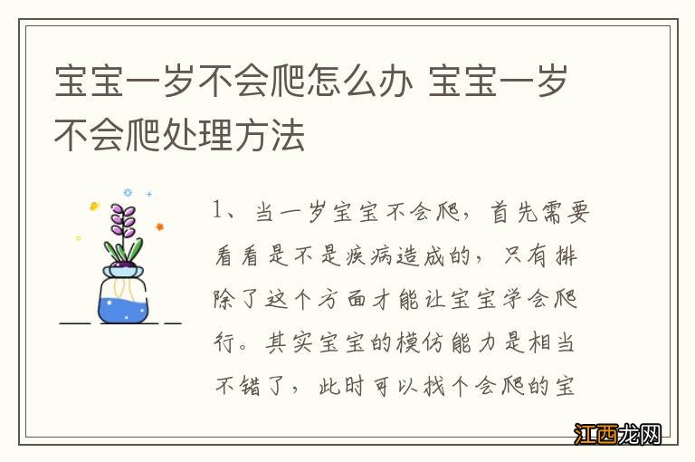 宝宝一岁不会爬怎么办 宝宝一岁不会爬处理方法