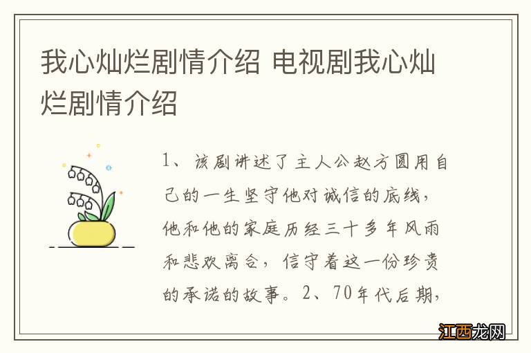 我心灿烂剧情介绍 电视剧我心灿烂剧情介绍