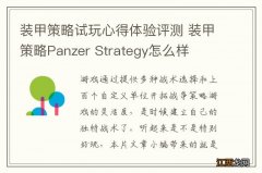 装甲策略试玩心得体验评测 装甲策略Panzer Strategy怎么样