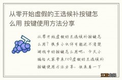 从零开始虚假的王选候补按键怎么用 按键使用方法分享