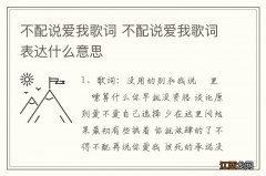 不配说爱我歌词 不配说爱我歌词表达什么意思