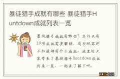 暴徒猎手成就有哪些 暴徒猎手Huntdown成就列表一览