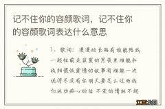 记不住你的容颜歌词，记不住你的容颜歌词表达什么意思