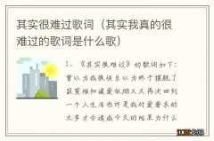 其实我真的很难过的歌词是什么歌 其实很难过歌词