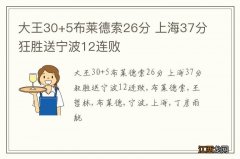 大王30+5布莱德索26分 上海37分狂胜送宁波12连败