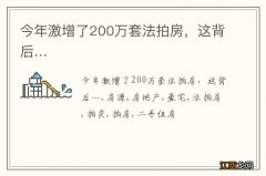 今年激增了200万套法拍房，这背后…