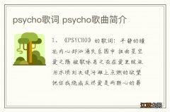 psycho歌词 psycho歌曲简介